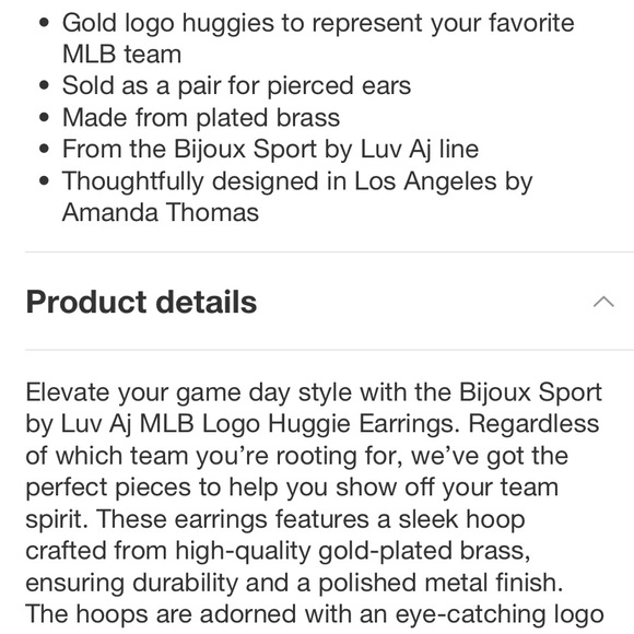 Bijoux Sport Luv Aj MLB Gold Plated Logo Huggie Earrings - New York Yankees Gold - Picture 3 of 6